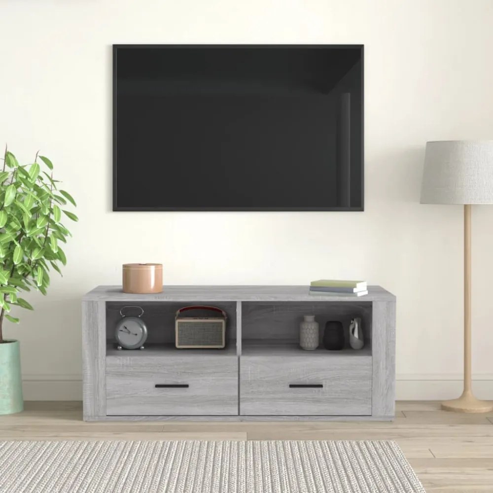 szürke sonoma színű szerelt fa TV-szekrény 100 x 35 x 40 cm