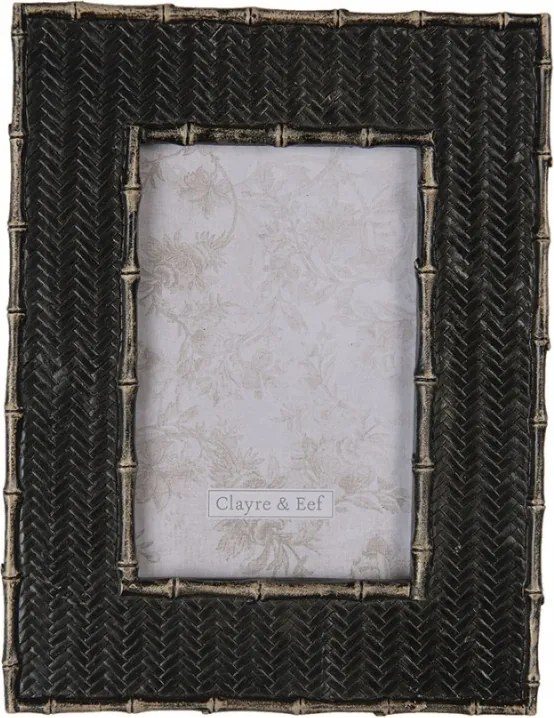 Fekete képkeret dombornyomással 10x15 cm