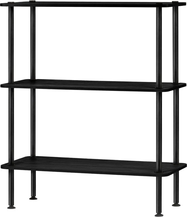 Fekete polcos állvány tölgyfa dekorral 80x90,5x35 cm Teidi – noo.ma