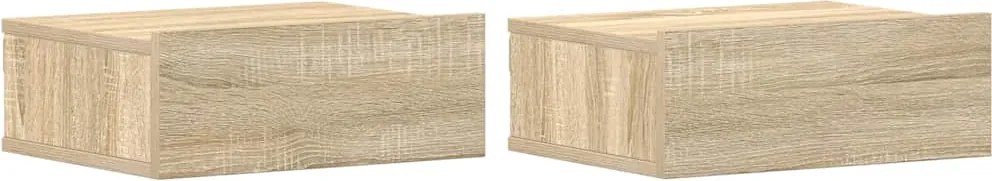 vidaXL 2 db sonoma tölgy szerelt fa függő éjjeliszekrény 40x30x15 cm