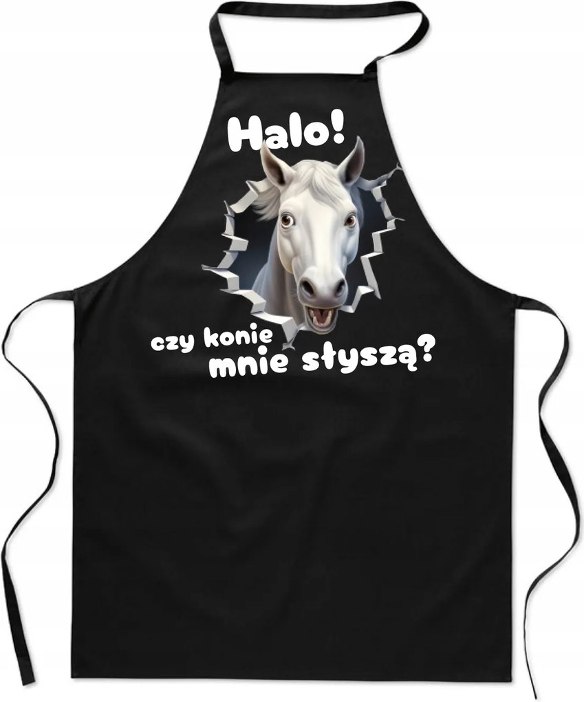 Konyhai Kötény fekete Grillezőhöz A lovak hallanak engem ajándék FA_729_cz