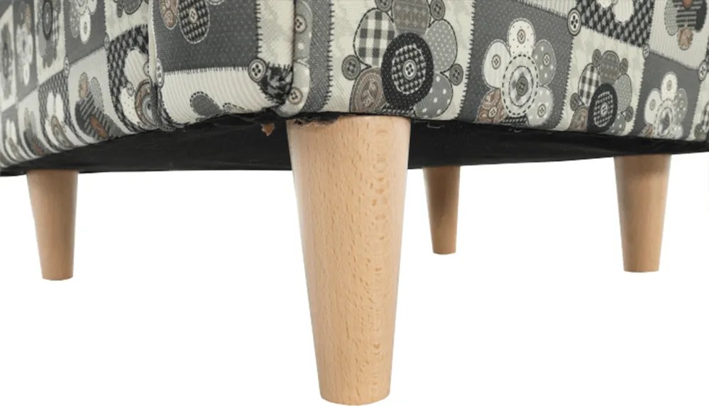 füles fotel puffal, szövet patchwork N1, ASTRID