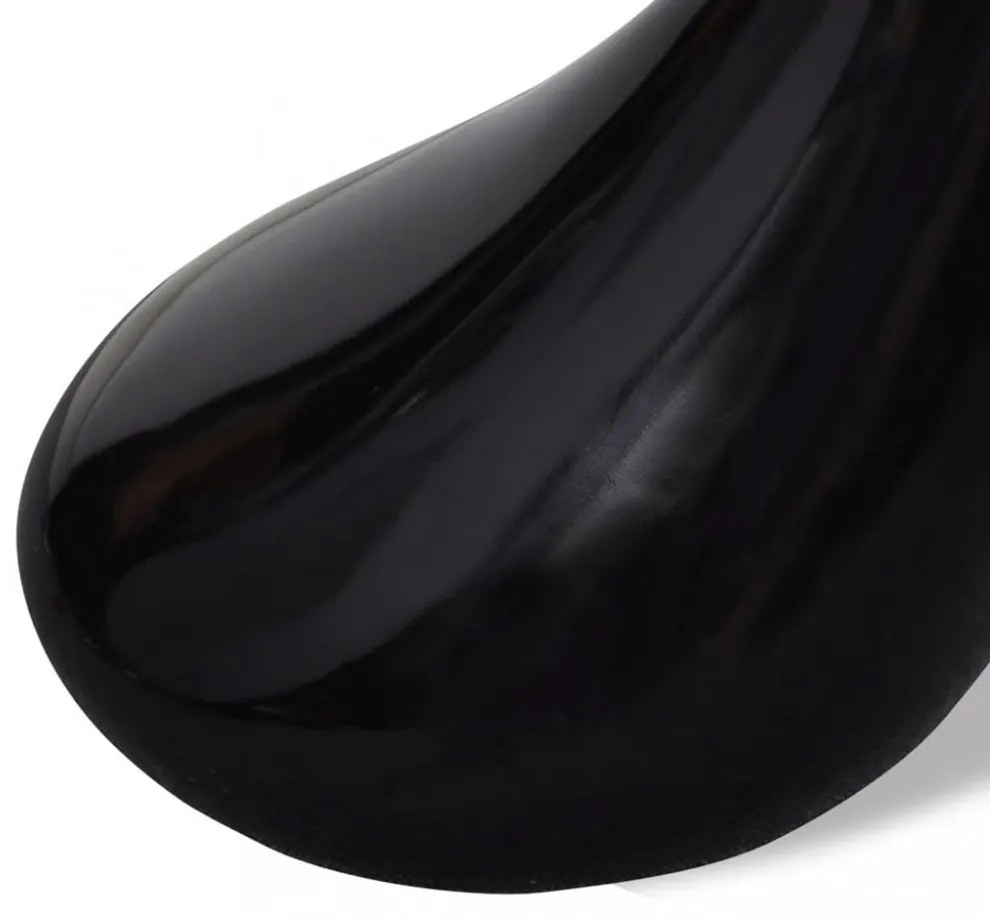 2 db magasfényű fekete dohányzóasztal kerek üveglappal