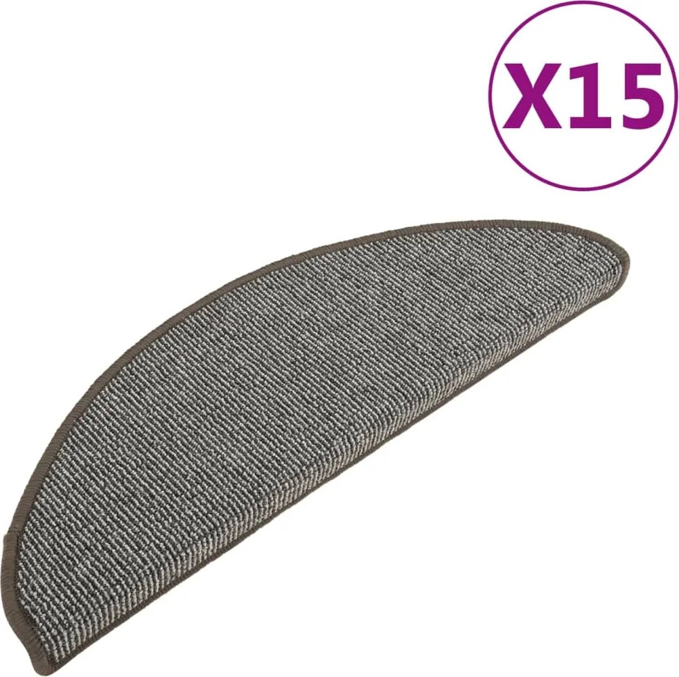 vidaXL 15 db szürke, félkör alakú, nagy lépcsőszőnyeg 65 x 21 x 4 cm