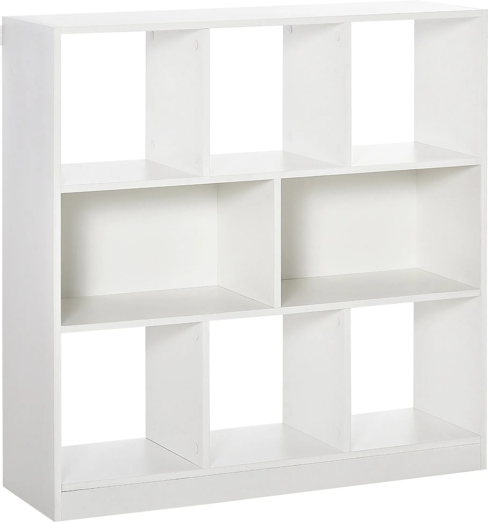 HOMCOM 8 rekeszes könyvespolc, modern dizájnú könyvespolc nappaliba, hálószobába, irodába 97.5x30x100 cm Fehér | Aosom