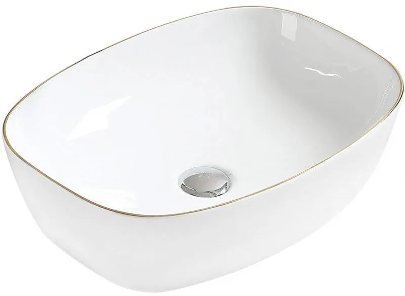 Mexen Lita pultra szerelhető mosdókagyló 49 x 37 cm, fehér/arany - 22124905