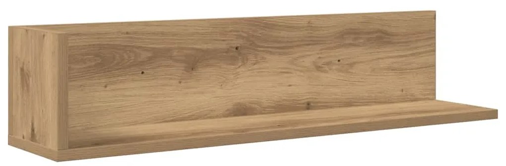 2 db kézműves tölgy színű szerelt fa fali polc 75x16,5x16,5 cm