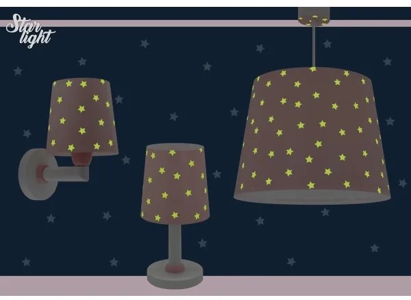 Dalber 82219S - Gyermek fali lámpa STAR LIGHT 1xE27/60W/230V rózsaszín