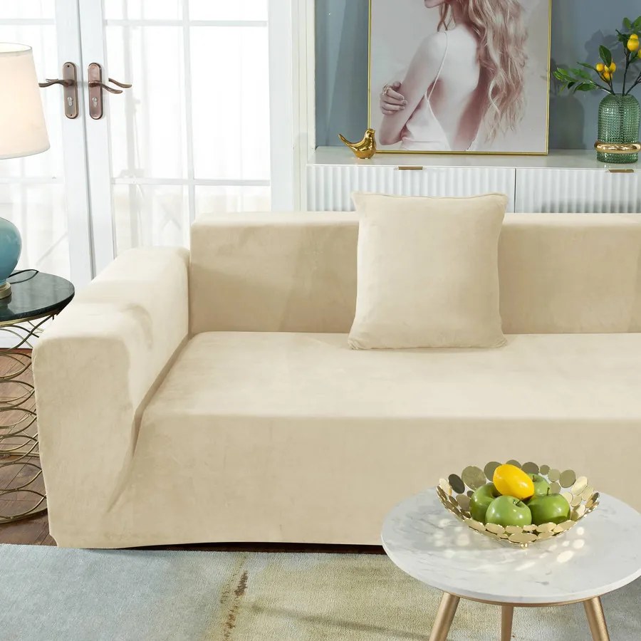 KanapéHuzat (bársonyos, 2 személyes, bézs)