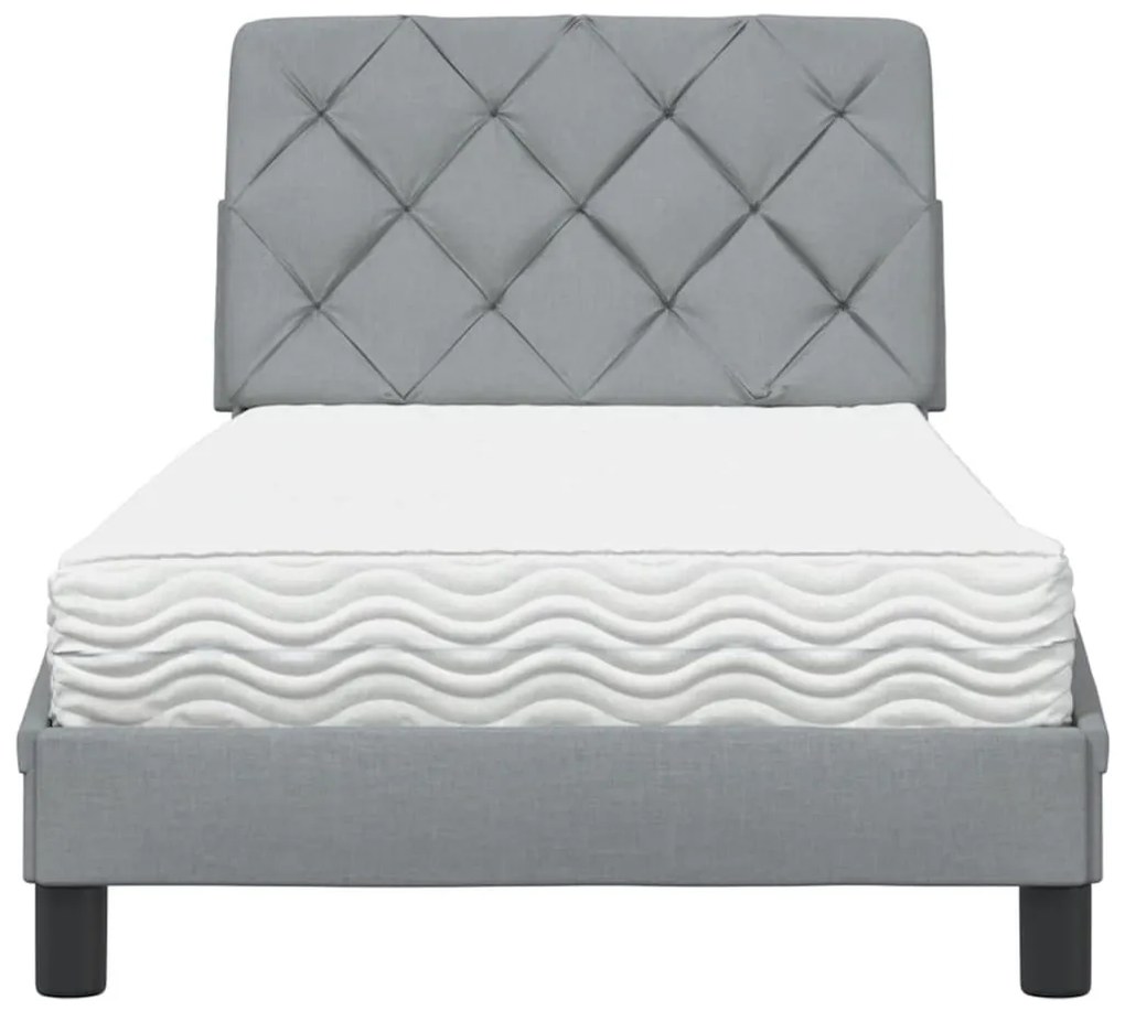 világosszürke szövet ágy matraccal 90x200 cm