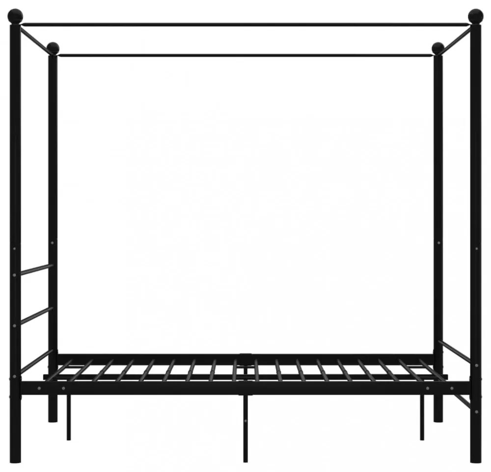 vidaXL fekete fém baldachinos ágykeret 120 x 200 cm