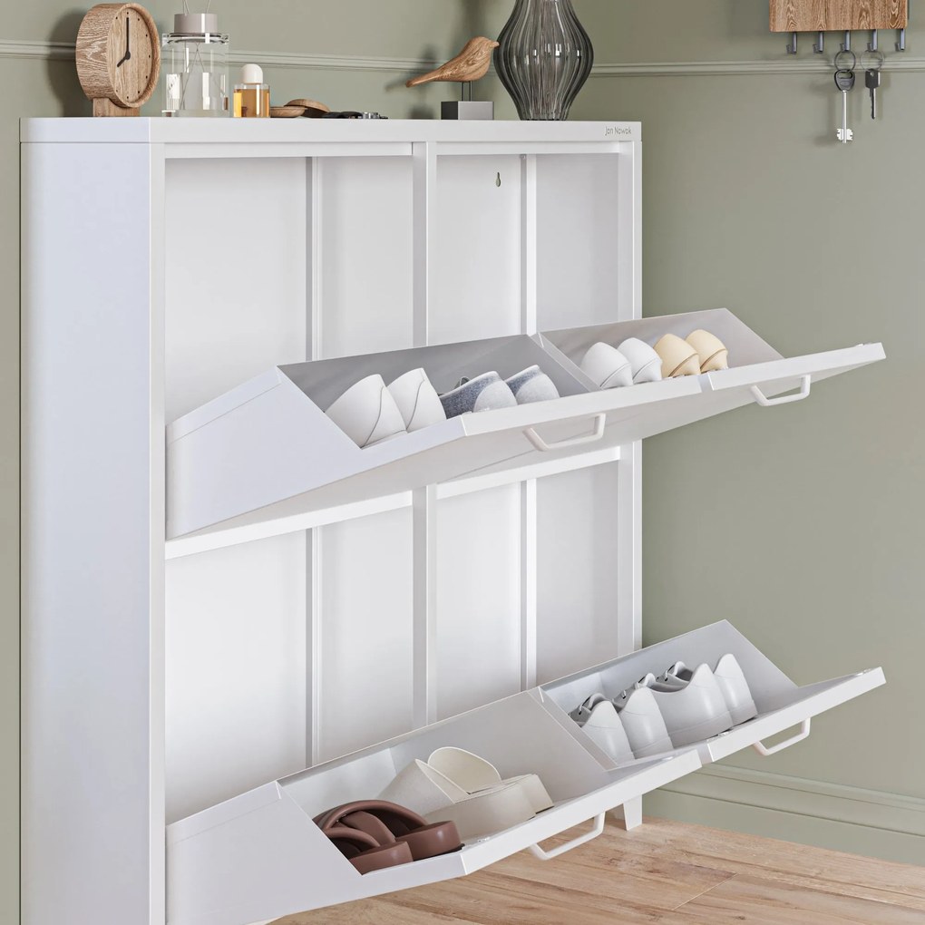 SHIRLEY fém cipősszekrény, 960 x 900 x 170 mm, fehér