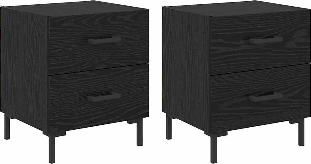 vidaXL Éjjeliszekrény 2 pcs Fekete tölgy 40 x 35 x 47,5 cm Faanyag