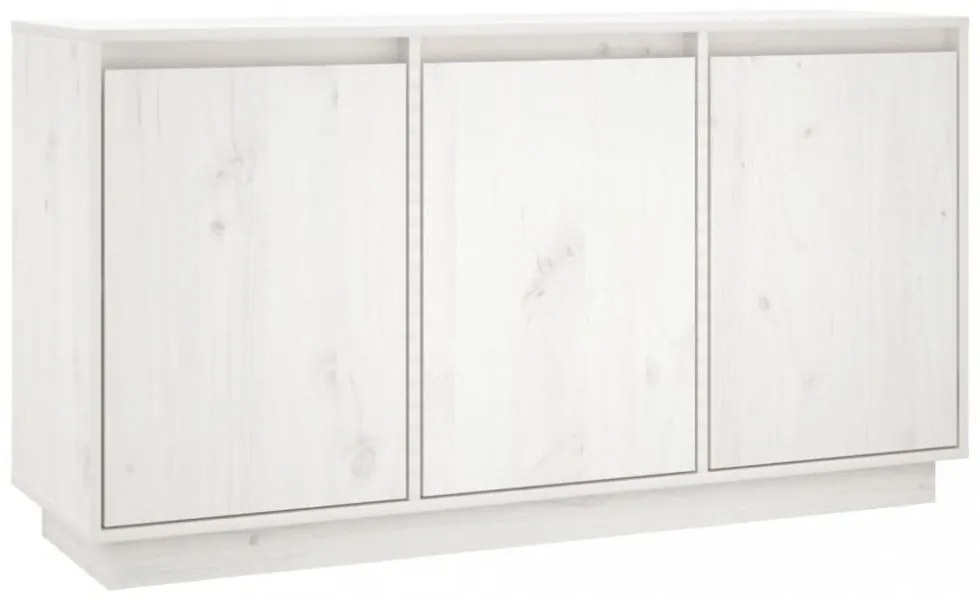 fehér tömör fenyőfa tálalószekrény 111x34x60 cm