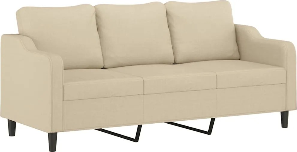 vidaXL 3 személyes krémszínű szövet kanapé 180 cm