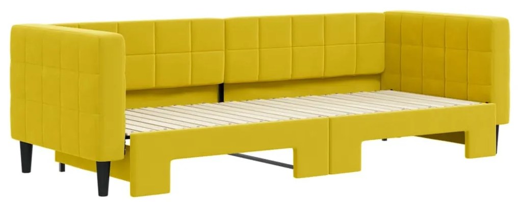 sárga kihúzható bársony heverő 80 x 200 cm