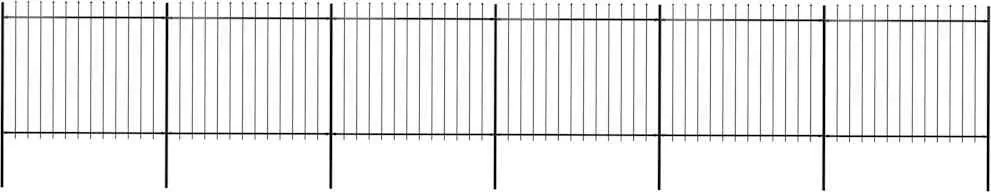 vidaXL fekete acél kerti kerítés lándzsás tetejű 1070 x 150 cm