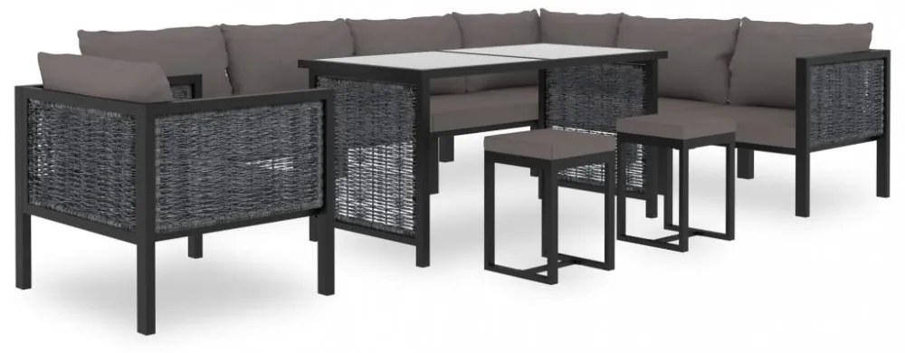 antracitszürke polyrattan sarokkanapé-elem bal oldali karfával