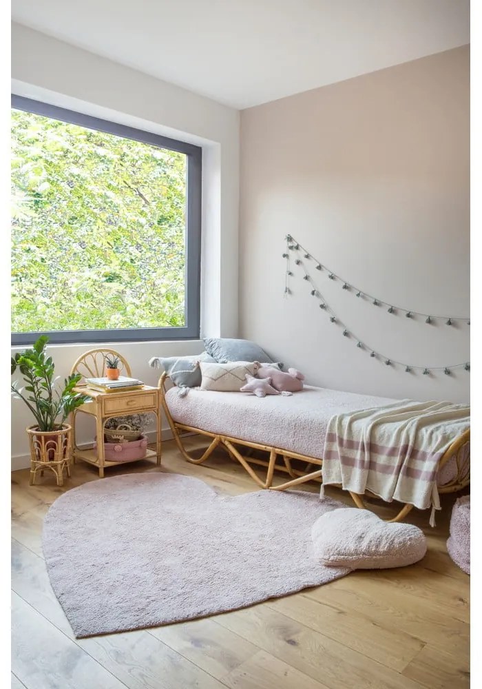 Rózsaszín mosható kézi szövésű pamut gyerek szőnyeg 160x180 cm Puffy Love – Lorena Canals