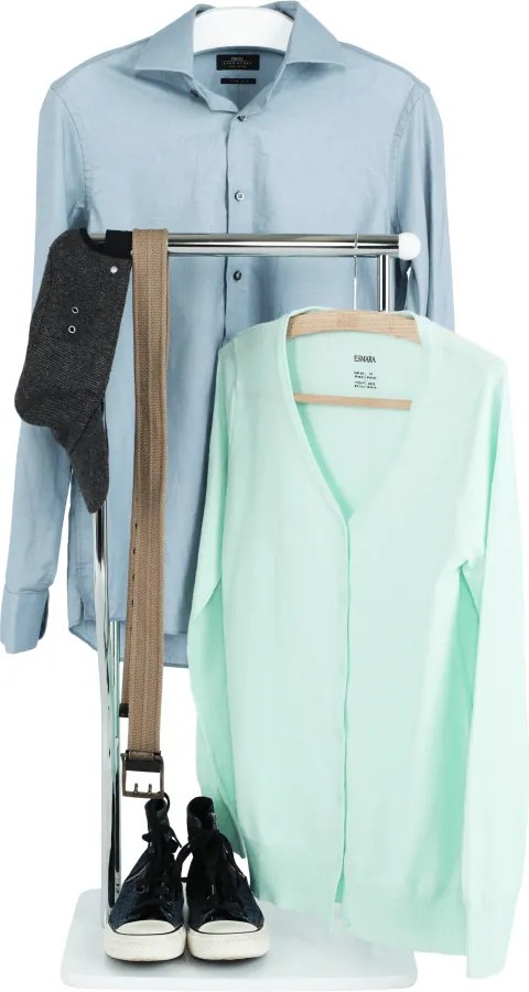 Fogas, néma szolga, króm + fehér, ELIAS