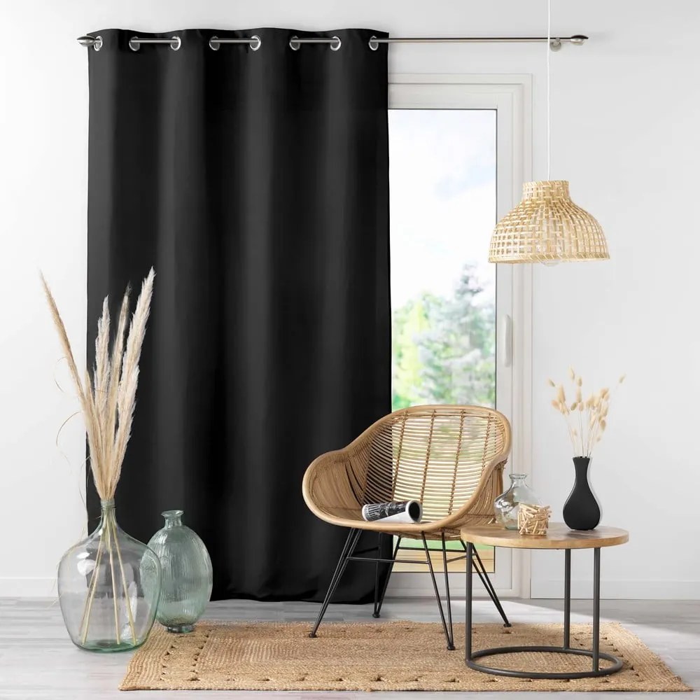 Fekete mikroszálas függöny 140x280 cm Absolu – douceur d'intérieur