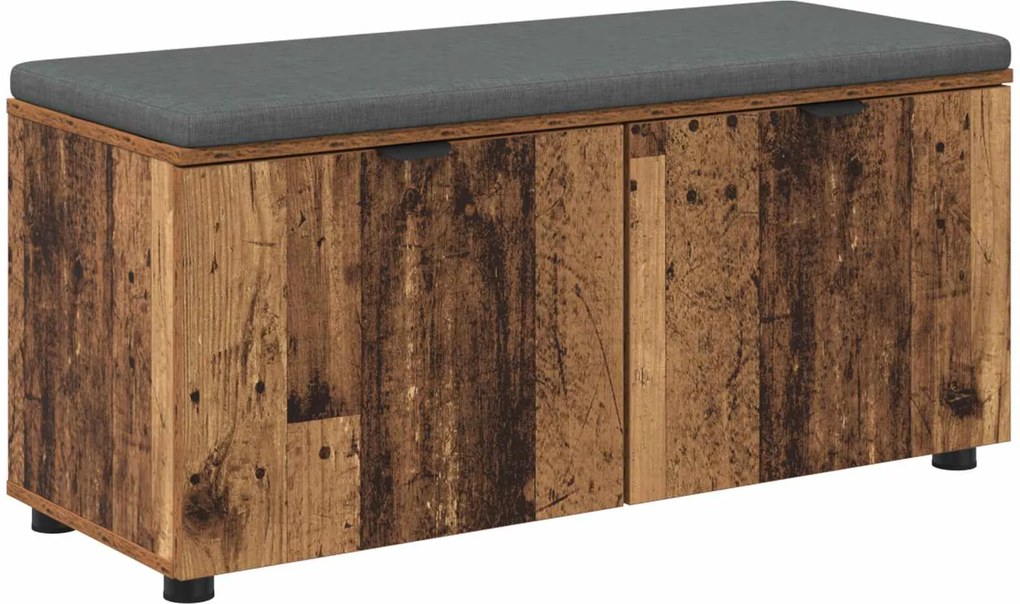 vidaXL Előtér pad Öreg fa 100 x 38 x 46 cm Műanyag Fa és Szövet