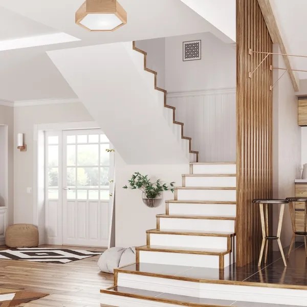 Mennyezeti lámpa OAK HEX 1xE27/60W/230V á. 32 cm tölgy