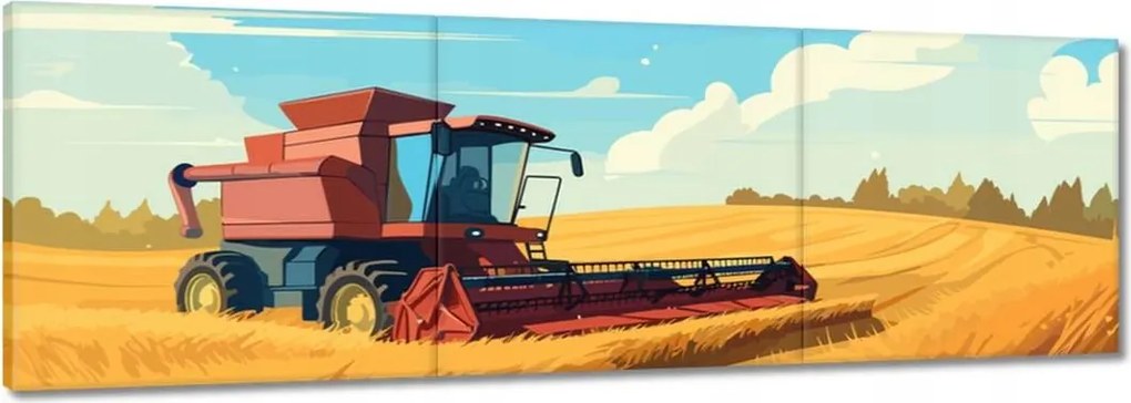 Képek 150x50 Kombájn a gabona kaszálása közben