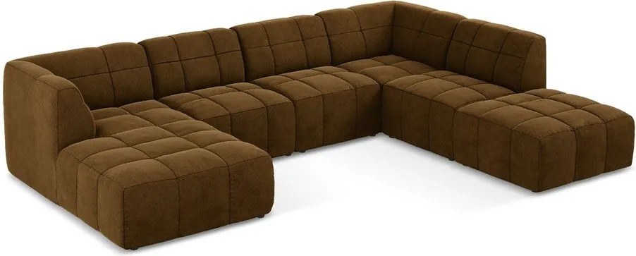 Mustársárga bársony sarokkanapé (U alakú) Aloha – Makamii