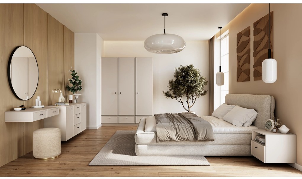 Lorini fali éjjeliszekrény 45 cm - kasmír / fekete T-bar fogantyú