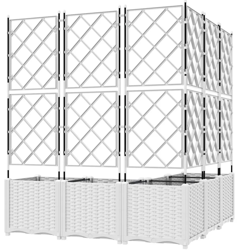 Kertészeti Beültető Trellisszel 5 db Fehér 120x120x143 cm