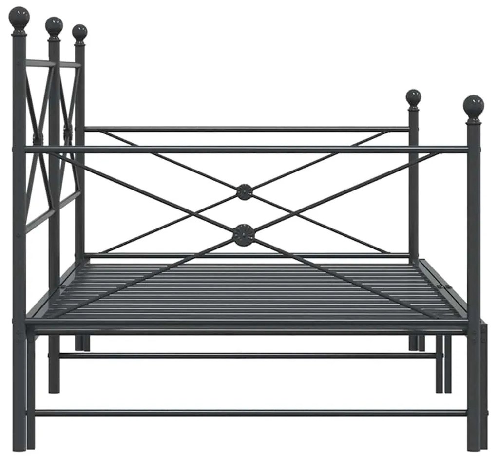 kihúzható kanapéágy matrac nélkül fekete 107x203 cm acél