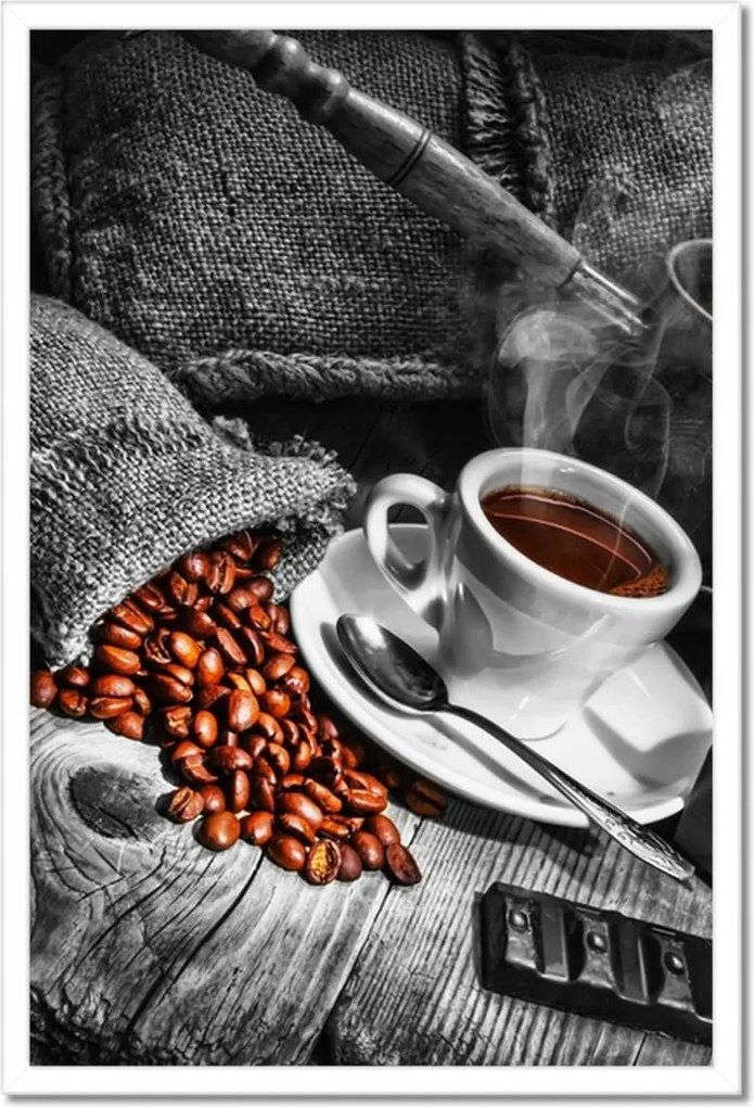Poszterek keretben 40x60 Fekete-fehér kávés kép