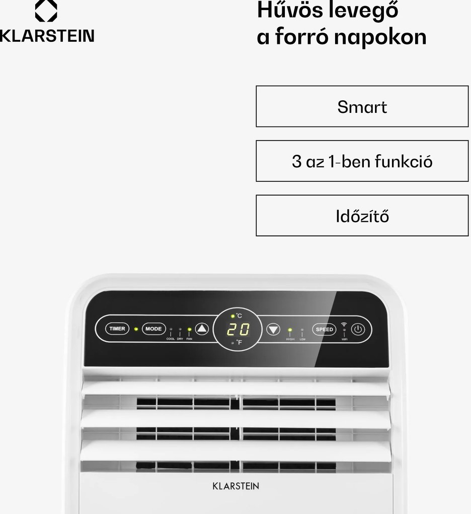 Klarstein Metrobreeze New York Smart 7k, mobil klíma, 7000 BTU / 2,1 kW, A energiaosztály, távirányító