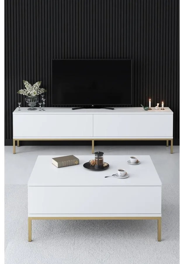 TV szekrény Lord - White, Gold