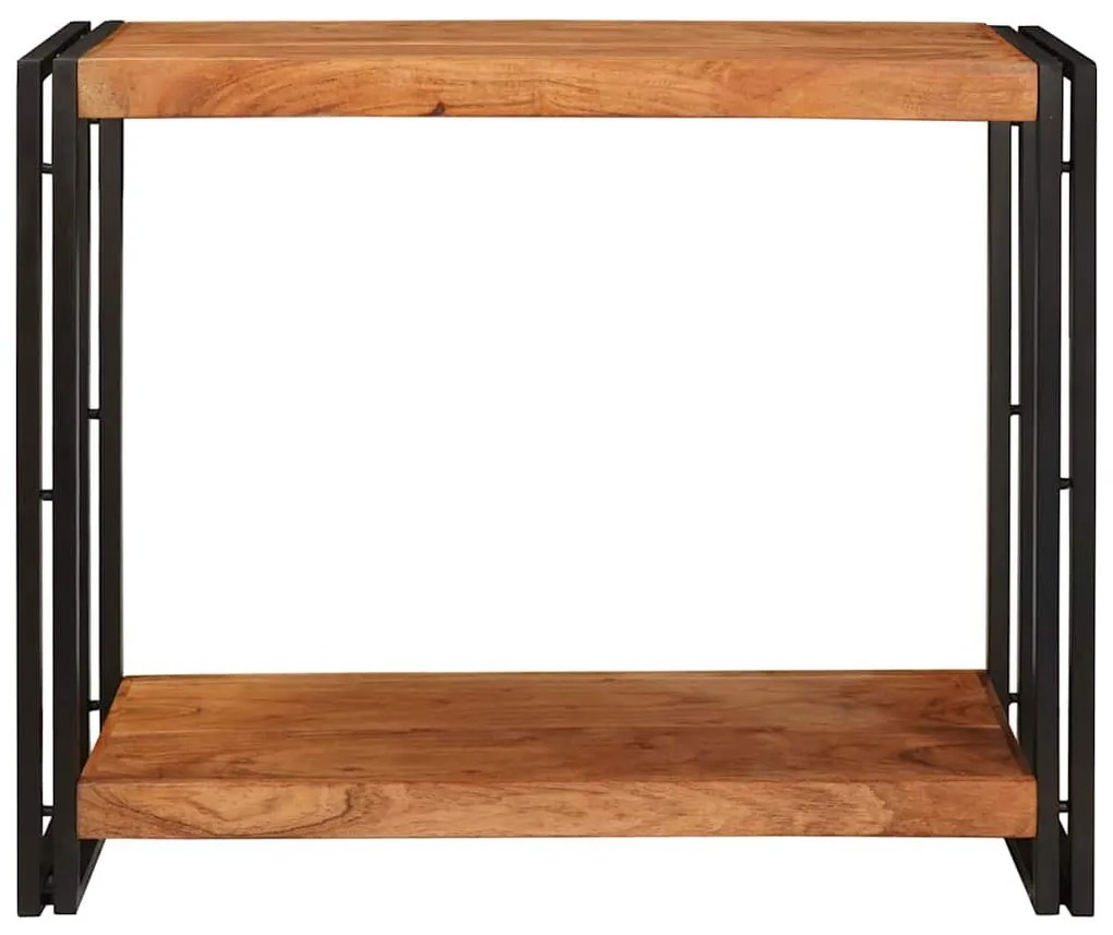 Konzolasztal polcokkal Barna 90 x 33 x 75 cm tömör akácfa