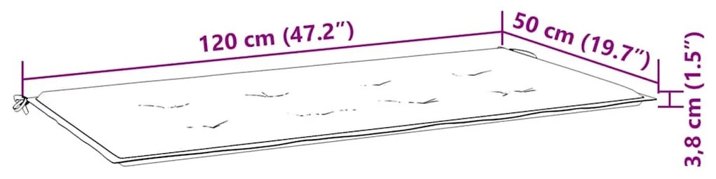 tópszínű oxford szövet kerti padpárna 120x50x4 cm