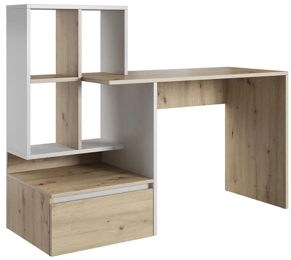 MARLO íróasztal polccal artisan tölgy/fehér