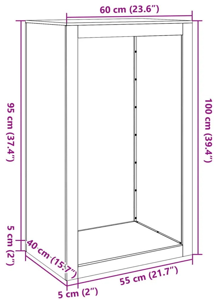 fehér acél tűzifatároló 60 x 40 x 100 cm