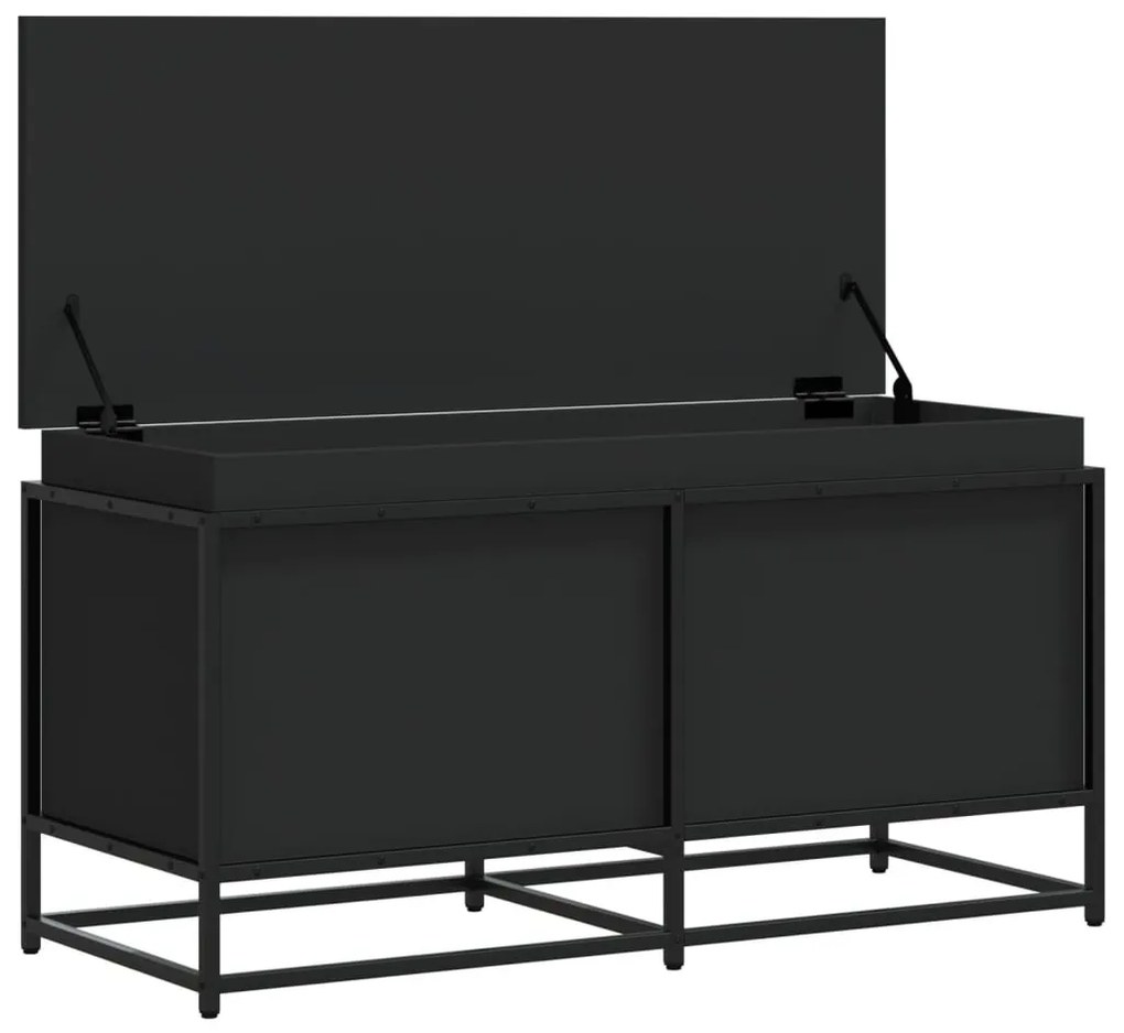 fekete szerelt fa tárolóláda fedéllel 100 x 40 x 51,5 cm