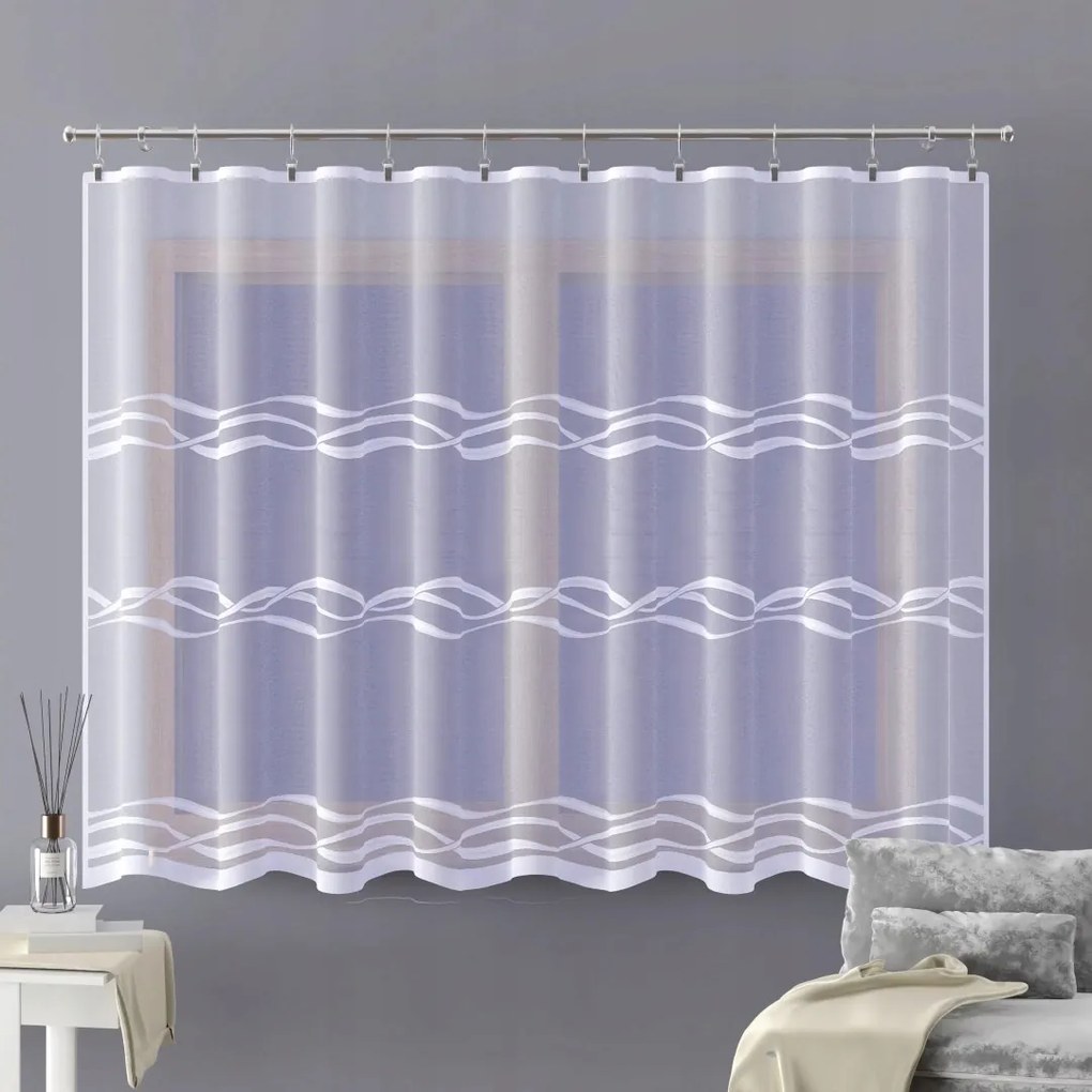 Mg Jacquard Függöny 561/708 Fehér 300x175cm Kész Szalaggal Skr