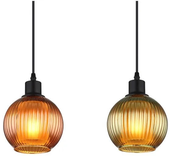 Globo 15638-4 - Csillár zsinóron ZUMBA 4xE27/25W/230V réz/zöld/kék