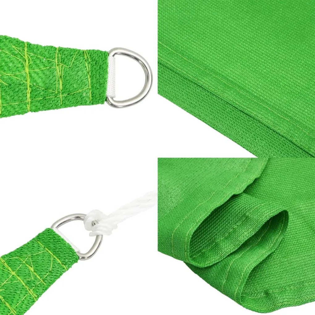 világoszöld négyszögletű HDPE napvitorla 160 g/m² 2,5x5 m
