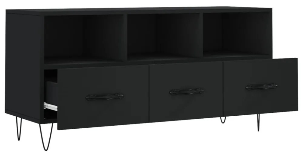 fekete szerelt fa TV-szekrény 102 x 36 x 50 cm