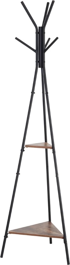 HOMCOM Fémszekrény Faalakú Ruhafogas 6 Akasztóval és 2 Polccal 32,5x45,5x182cm | Aosom