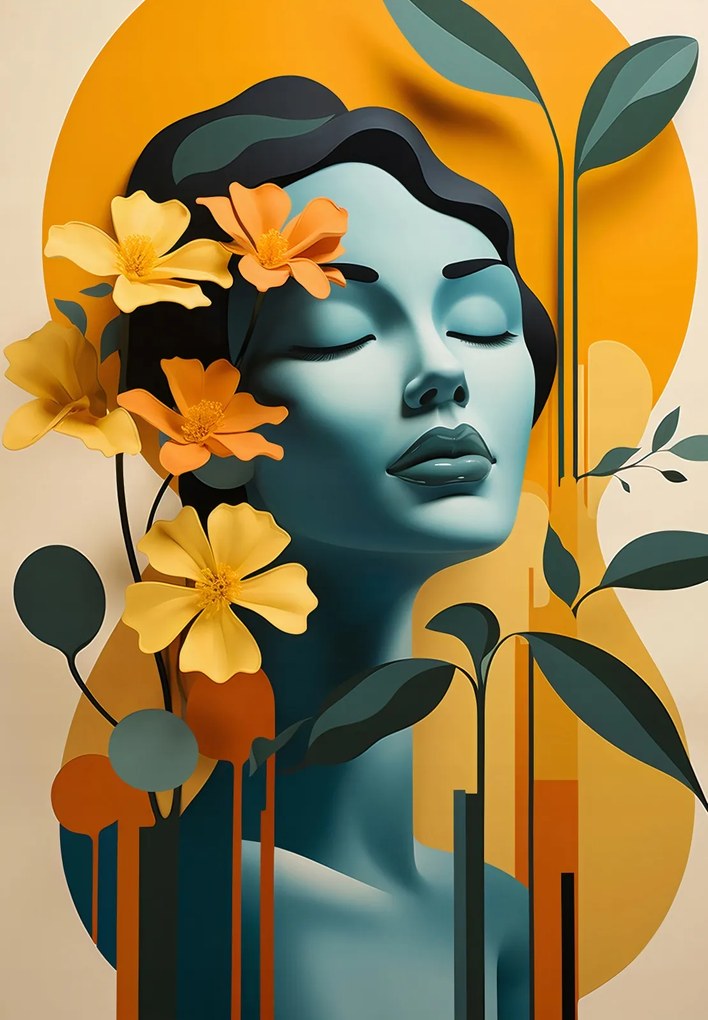 Poszter 68x98cm Virágos meditáció