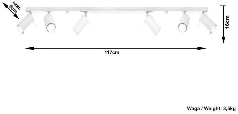 Etna 6L fehér mennyezeti lámpa - Sollux