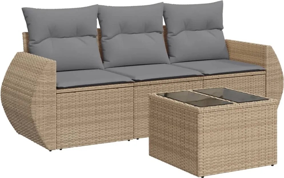 vidaXL 4 részes bézs polyrattan kerti ülőgarnitúra párnákkal