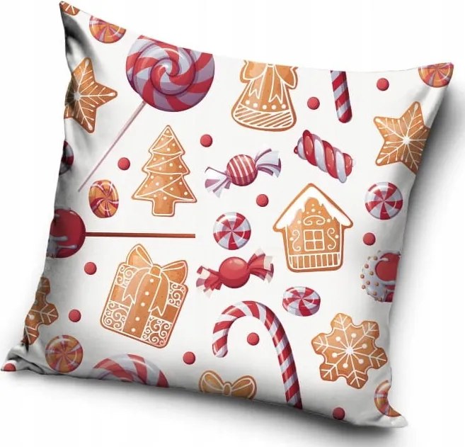 Velvet Karácsonyi Párnahuzat 40X40 Mézeskalács Cukorka Párnához