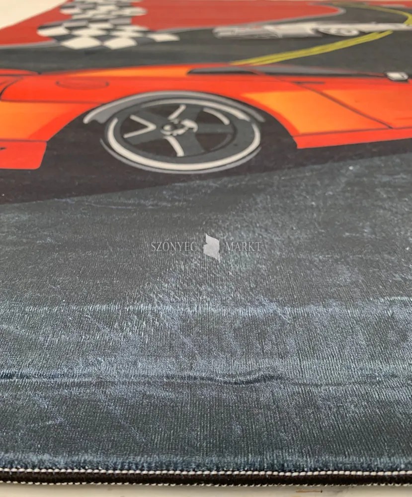 Piros autós mintás gyerekszőnyeg 70x140 cm